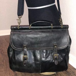 Nash Dowel Briefcase Men Work Crossbody Shoulder Bag Leather Black Computer